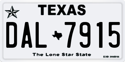 TX license plate DAL7915