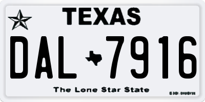 TX license plate DAL7916