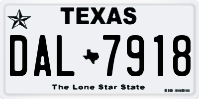 TX license plate DAL7918