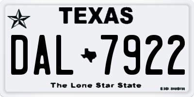 TX license plate DAL7922