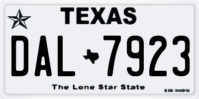 TX license plate DAL7923