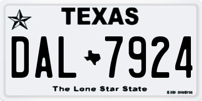 TX license plate DAL7924