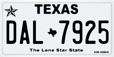 TX license plate DAL7925