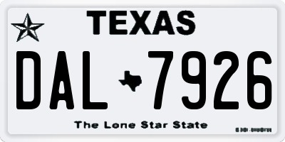 TX license plate DAL7926