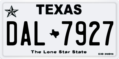 TX license plate DAL7927