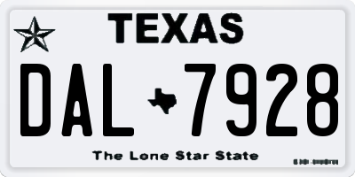 TX license plate DAL7928