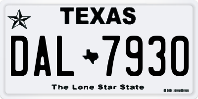 TX license plate DAL7930