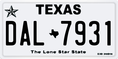 TX license plate DAL7931