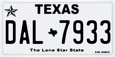 TX license plate DAL7933