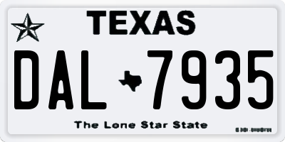 TX license plate DAL7935