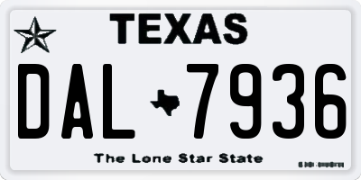 TX license plate DAL7936