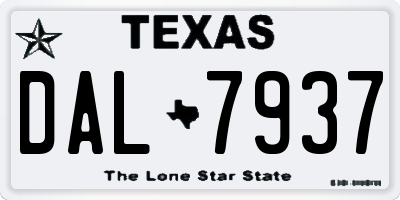 TX license plate DAL7937