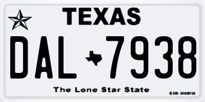 TX license plate DAL7938