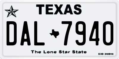 TX license plate DAL7940