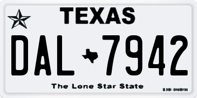 TX license plate DAL7942