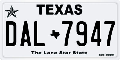 TX license plate DAL7947