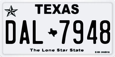 TX license plate DAL7948