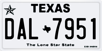 TX license plate DAL7951