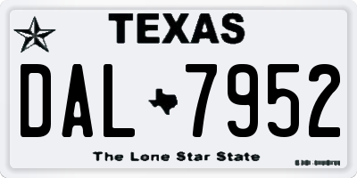 TX license plate DAL7952