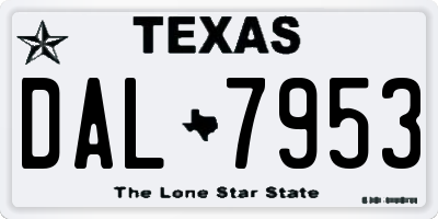 TX license plate DAL7953