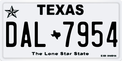 TX license plate DAL7954