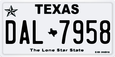 TX license plate DAL7958