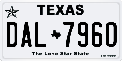 TX license plate DAL7960