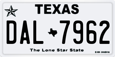 TX license plate DAL7962