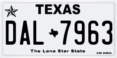 TX license plate DAL7963