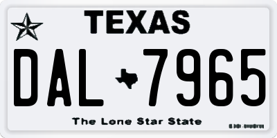 TX license plate DAL7965