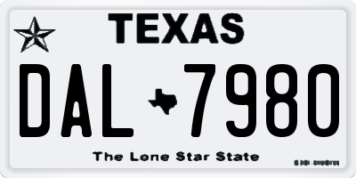 TX license plate DAL7980