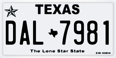 TX license plate DAL7981