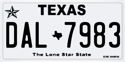 TX license plate DAL7983