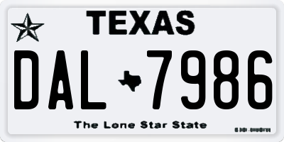 TX license plate DAL7986