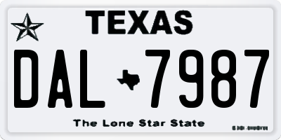 TX license plate DAL7987