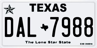 TX license plate DAL7988
