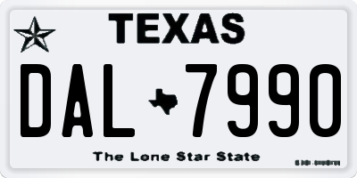 TX license plate DAL7990