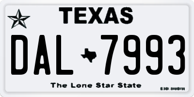 TX license plate DAL7993
