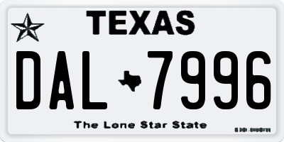 TX license plate DAL7996