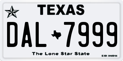 TX license plate DAL7999