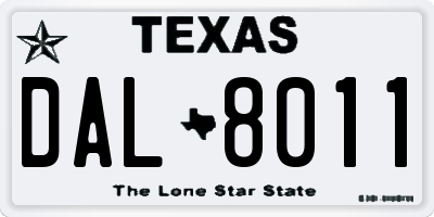 TX license plate DAL8011