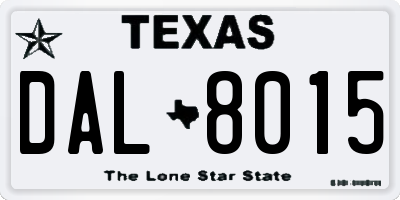 TX license plate DAL8015