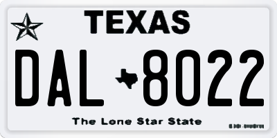 TX license plate DAL8022
