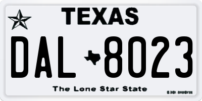TX license plate DAL8023