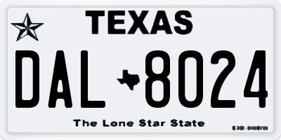 TX license plate DAL8024