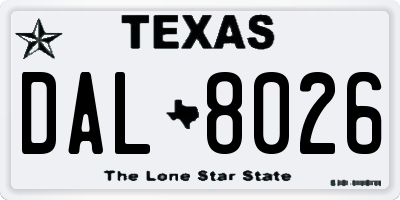 TX license plate DAL8026