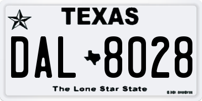 TX license plate DAL8028