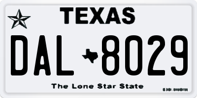 TX license plate DAL8029