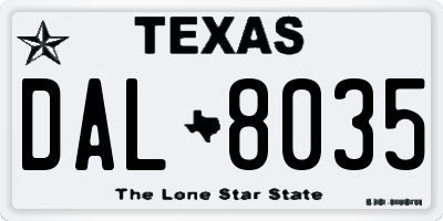 TX license plate DAL8035