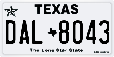 TX license plate DAL8043